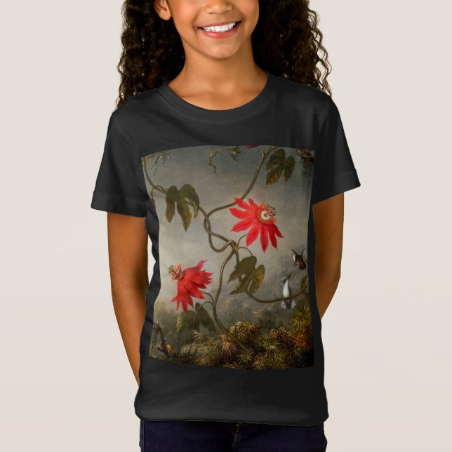 Camiseta Flores de Paixão com Pássaros Hummingbird (Frente)