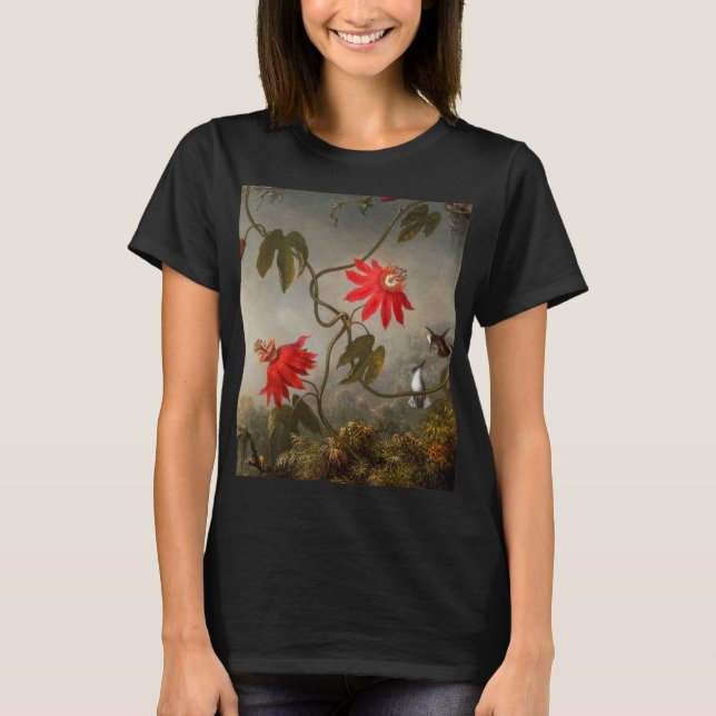 Camiseta Flores de Paixão com Pássaros Hummingbird (Frente)