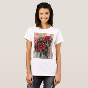 Camiseta Flores De Papoila Em Aquarela