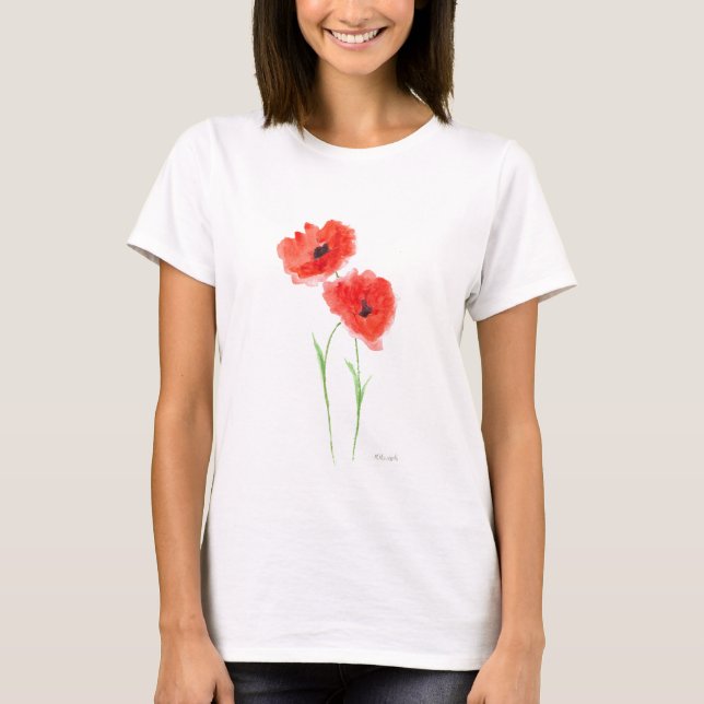 Camiseta Flores de papoila vermelhas (Frente)