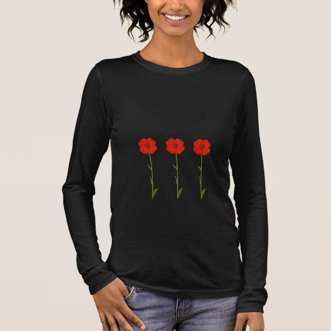 Camiseta Flores de papoila vermelhas - floridas (Frente)