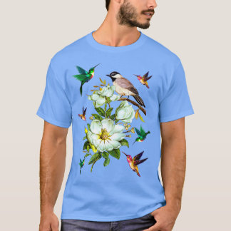Camiseta Flores de passarinhoSobressaltoMulheres Homens Cri