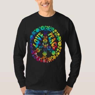 Camiseta Flores de Paz Sinais Gráficos de Paz Tie Dye