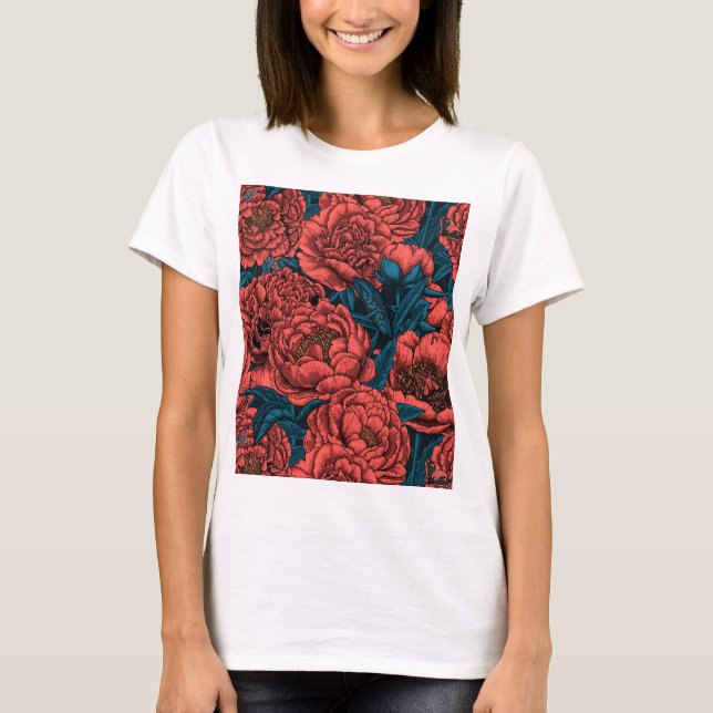 Camiseta Flores de pénia e mariposas T-Shirt (Frente)