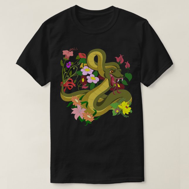 Camiseta Flores De Pet-Cobra De Pet De Réptil De Animais Bo (Frente do Design)