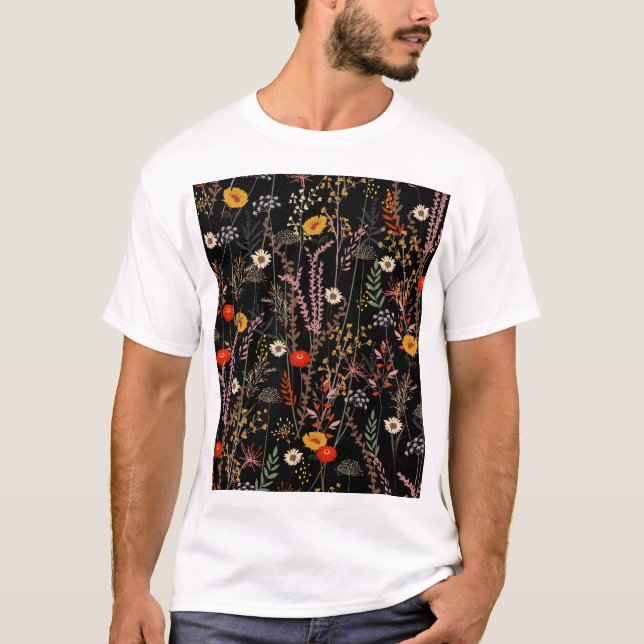 Camiseta Flores de Prados Bloqueantes Desenhadas (Frente)