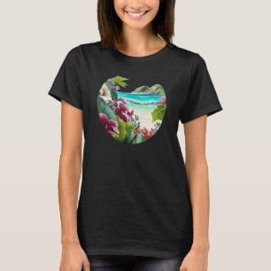 Camiseta Flores de Praia Tropicais Paraíso Floral
