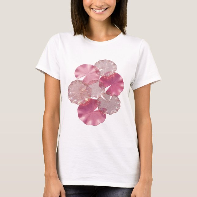 Camiseta Flores de prata MODERNAS DESIGN FLORAL LÍRIO ROSA (Frente)