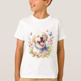 Camiseta Flores de primavera Aquarela Labrador -