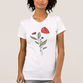 Camiseta Flores de primavera: Arte de Linha Botânica Minima