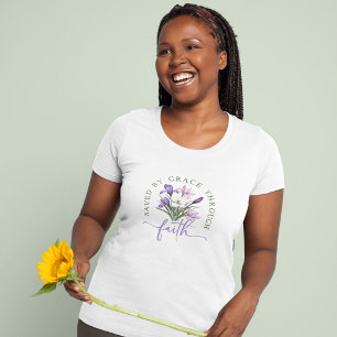 Camiseta Flores de primavera bonito, salvas pela Graça atra