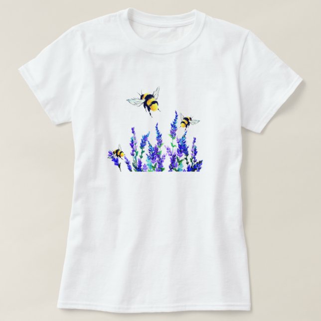 Camiseta Flores de primavera e Camiseiros de Abelhas (Frente do Design)