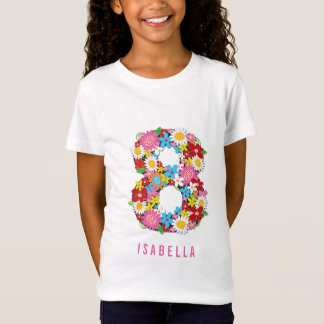 Camiseta Flores de primavera Número Oito 8ª Festa de aniver