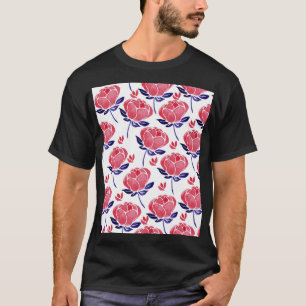 Camiseta Flores de primavera, padrão sem costura de aquarel