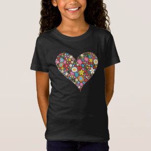 Camiseta Flores de primavera Whimsical Namorados Coração Bo