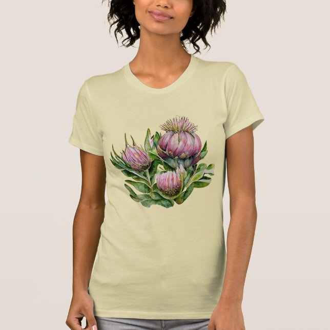 Camiseta Flores De Proteínas Rosa E Verde (Frente)