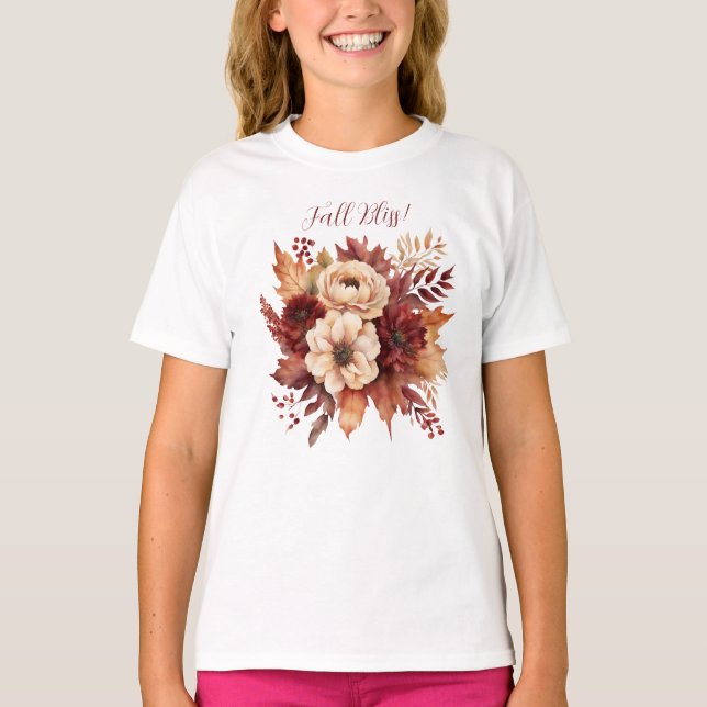 Camiseta Flores de Queda de Bliss-Aquarela- (Frente)