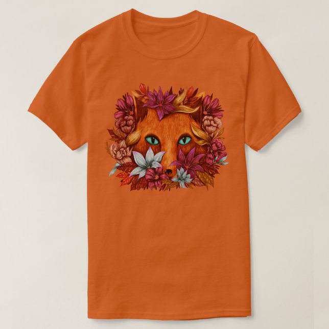 Camiseta Flores De Raposa Desenhadas (Frente do Design)