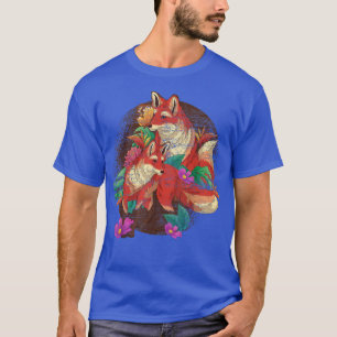Camiseta Flores de Raposa Floresta Amante de os animais Flo