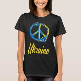 Camiseta Flores de Sinal de Paz da Ucrânia Retro Ucraniano