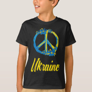 Camiseta Flores de Sinal de Paz da Ucrânia Retro Ucraniano