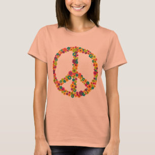 Camiseta Flores de sinal de paz hippy