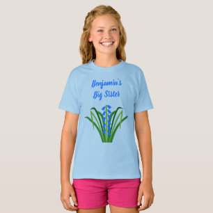 Camiseta Flores de Sineta Azul Bebê Menino Primavera Irmã M