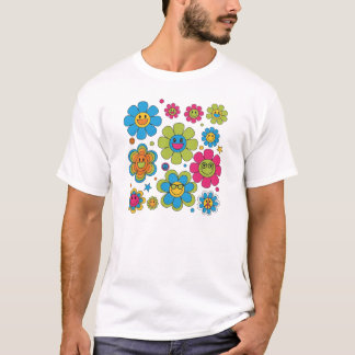 Camiseta Flores de Smiley face de Groovy | design de tela r