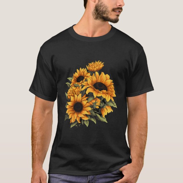 Camiseta Flores De Sol Amarelo, Cuta De Verão, Flores De So (Frente)