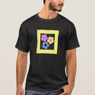 Camiseta Flores De Tartan Em Quadro Amarelo