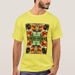 Camiseta Flores De Tulipas Vermelhas E Amarelas Fiery Abstr