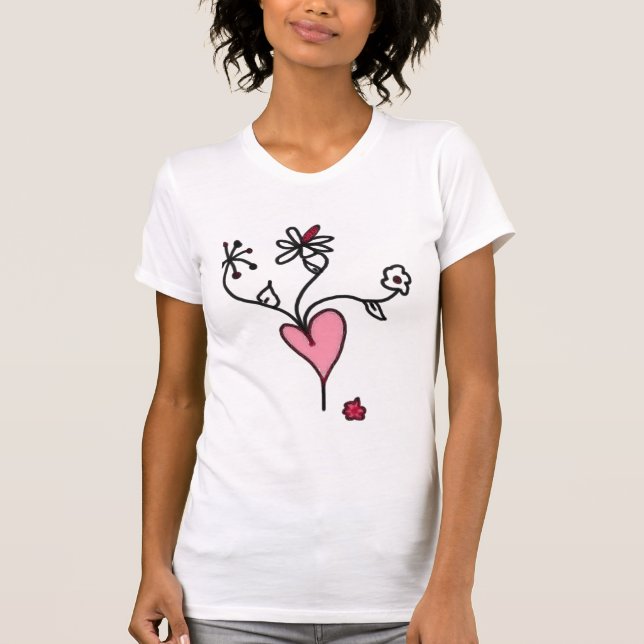 Camiseta Flores de um coração do rubi (Frente)