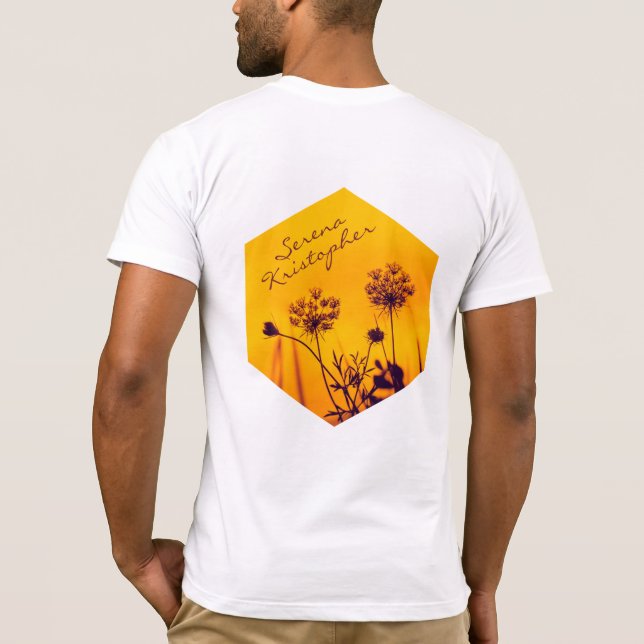 Camiseta Flores de Umbelo Selvagens Destaques Roxos e Elega (Verso)