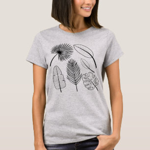 Camiseta Flores desenhadas à mão Dodles Pretos e Branco