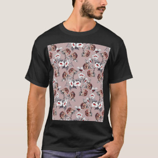 Camiseta Flores desenhadas à mão, padrão de aquarelas cor-d