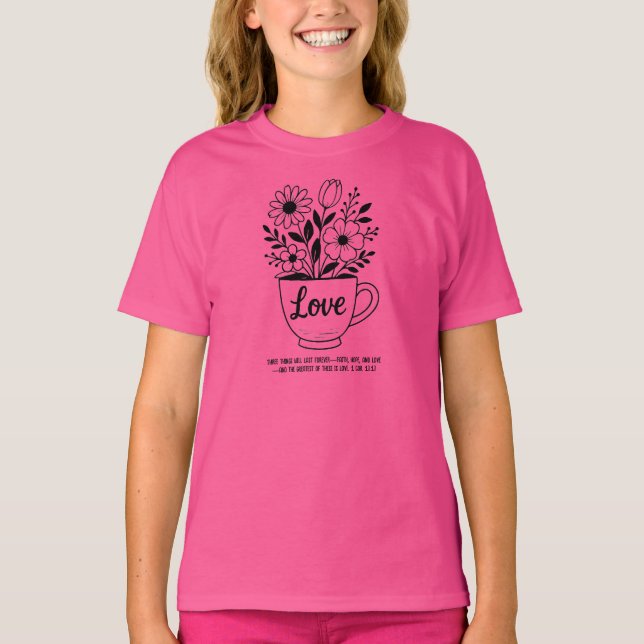 Camiseta Flores Divertidas em uma xícara de chá (Frente)