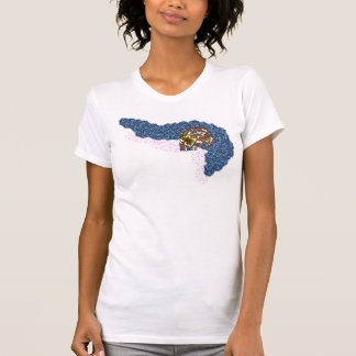 Camiseta flores do azul do diâmetro de los!