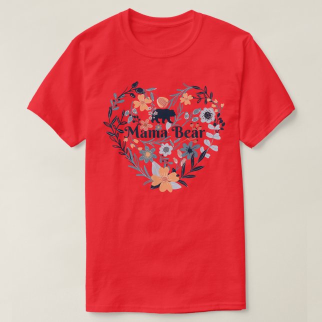 Camiseta Flores do Coração da Mamãe Ursa (Frente do Design)