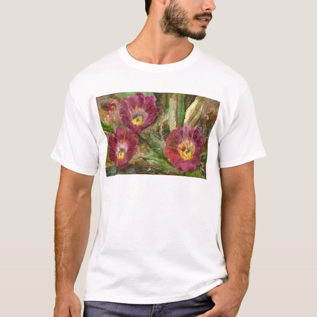 Camiseta Flores do Deserto de Arizona Rosa (Frente)