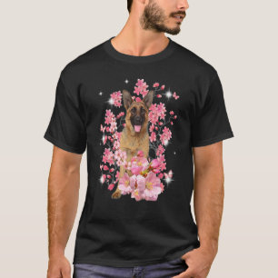 Camiseta Flores do Flor do Flor da Cereja german shepherd