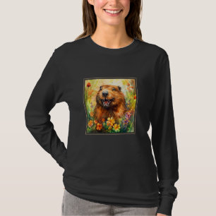 Camiseta Flores do Jardim do Beaver pintando Pet Pai