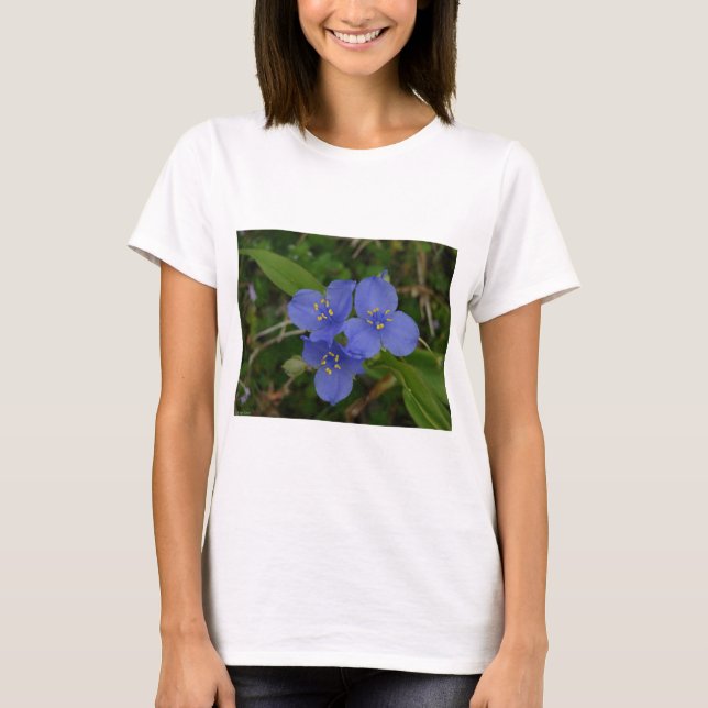 Camiseta Flores-do-mato-azuis Primaveras quentes (Frente)
