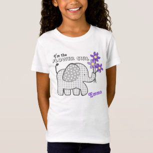 Camiseta Flores do roxo do elefante do guingão do florista