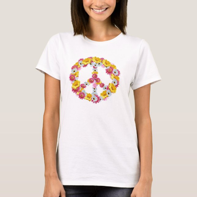 Camiseta Flores do sinal de paz (Frente)