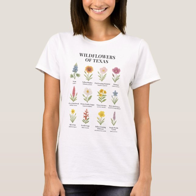 Camiseta Flores do Texas em Estilo de Aquarela (Frente)