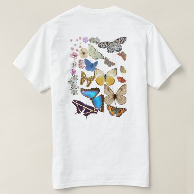 Camiseta Flores e Borboletas (Verso do Design)