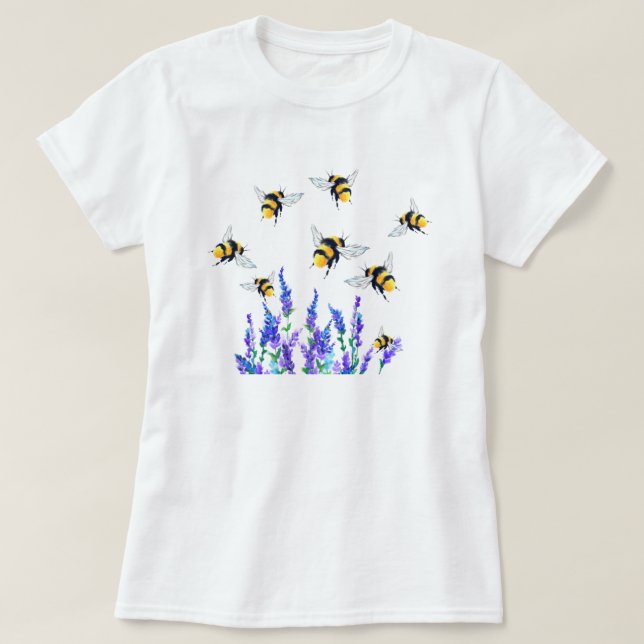 Camiseta Flores e Camiseiros de Abelhas (Frente do Design)