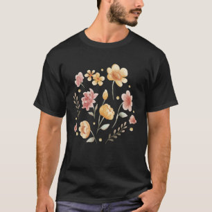 Camiseta Flores e folhas de cor d'água