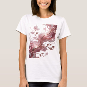 Camiseta Flores e Folhas de Prata Marcantes Design Moderno