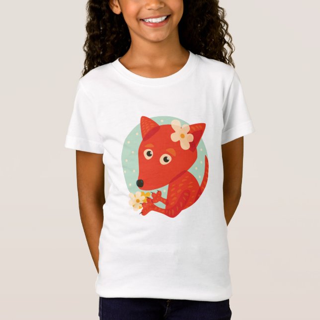 Camiseta Flores e menina bonito do Fox (Frente)